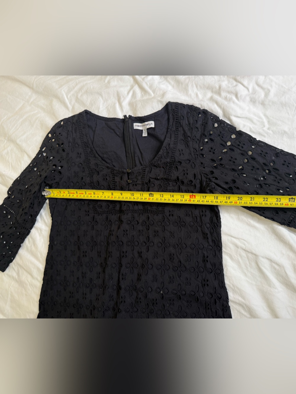 Madison Leigh Black Eyelet Cotton Prairie Boho Cottagecore Dress 10 - Picture 10 of 13